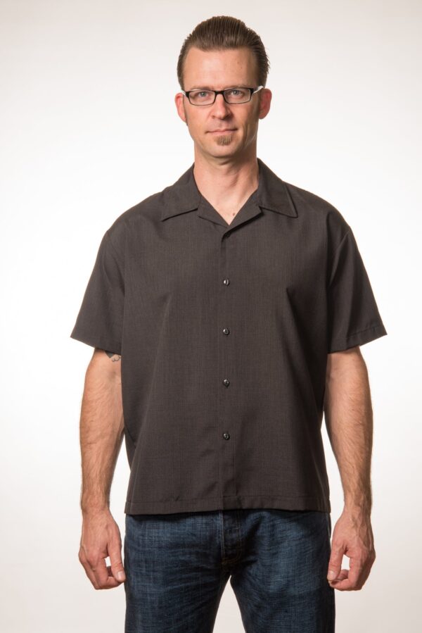 PopCheck Blank Bowling Shirt in Black