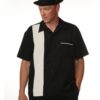 PopCheck Single Panel Bowling Shirt in Black/Cream
