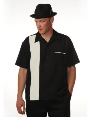 CU37057-BCR.jpg PopCheck Single Panel Bowling Shirt in Black/Cream