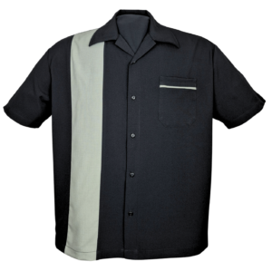 CU37057BlkSageFrontEdit.png PopCheck Single Panel Bowling Shirt in Black/Sage