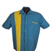 PopCheck Single Panel Bowling Shirt in Pacific/Mustard