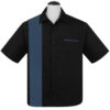 PopCheck Single Panel Bowling Shirt in Black/Blue
