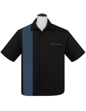WBS-370S-PC_1__23469.jpg PopCheck Single Panel Bowling Shirt in Black/Blue