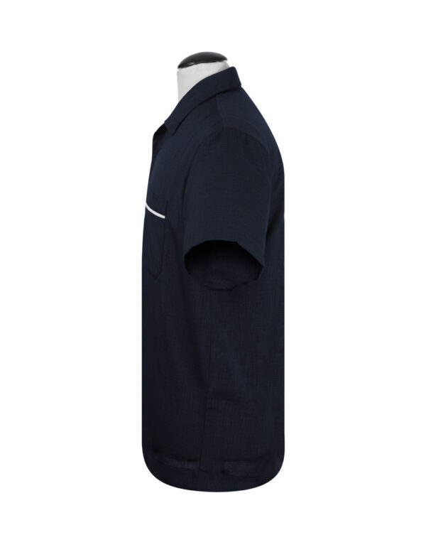 PopCheck Single Panel Bowling Shirt in Navy/White