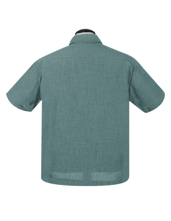 PopCheck Single Panel Bowling Shirt in Aqua/Stone