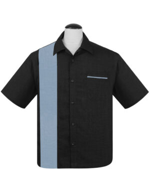 WBS-370S-PC_4__86990.jpg PopCheck Single Panel Bowling Shirt in Charcoal/Light Blue
