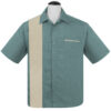 PopCheck Single Panel Bowling Shirt in Aqua/Stone